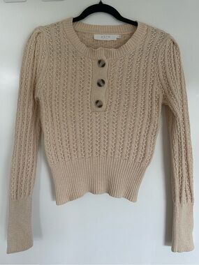 ASTR THE LABEL | COTTON BLEND | SZ S | CREAM KNIT BTN PULLOVER SWEATER | REVOLVE